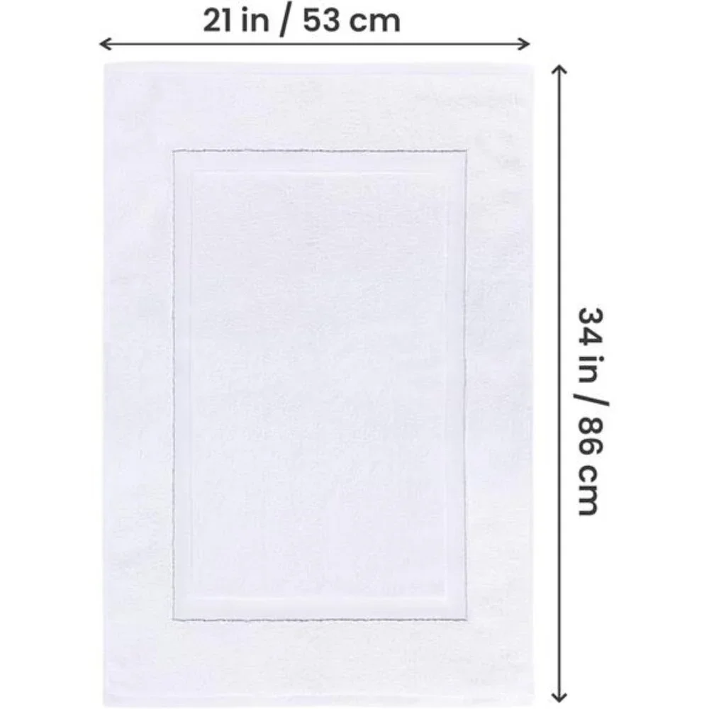 Cotton Bath Mats 2 Pack Absorbent Shower Floor Mat Hotel Spa White Thick Soft